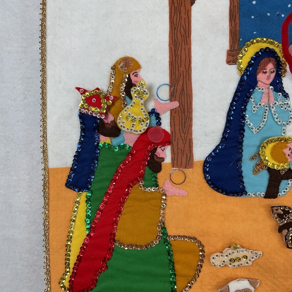 Christmas Advent Calendar Felt Sequins Handmade Wall Hanging Incomplete READ - Picture 8 of 14
